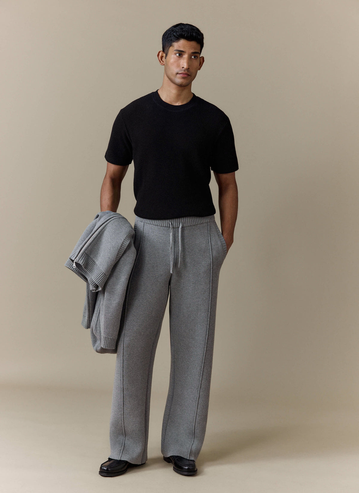 Men's Trackpants - Chronicle Knitted Straight Leg - 100% Cotton - Grey | Percival