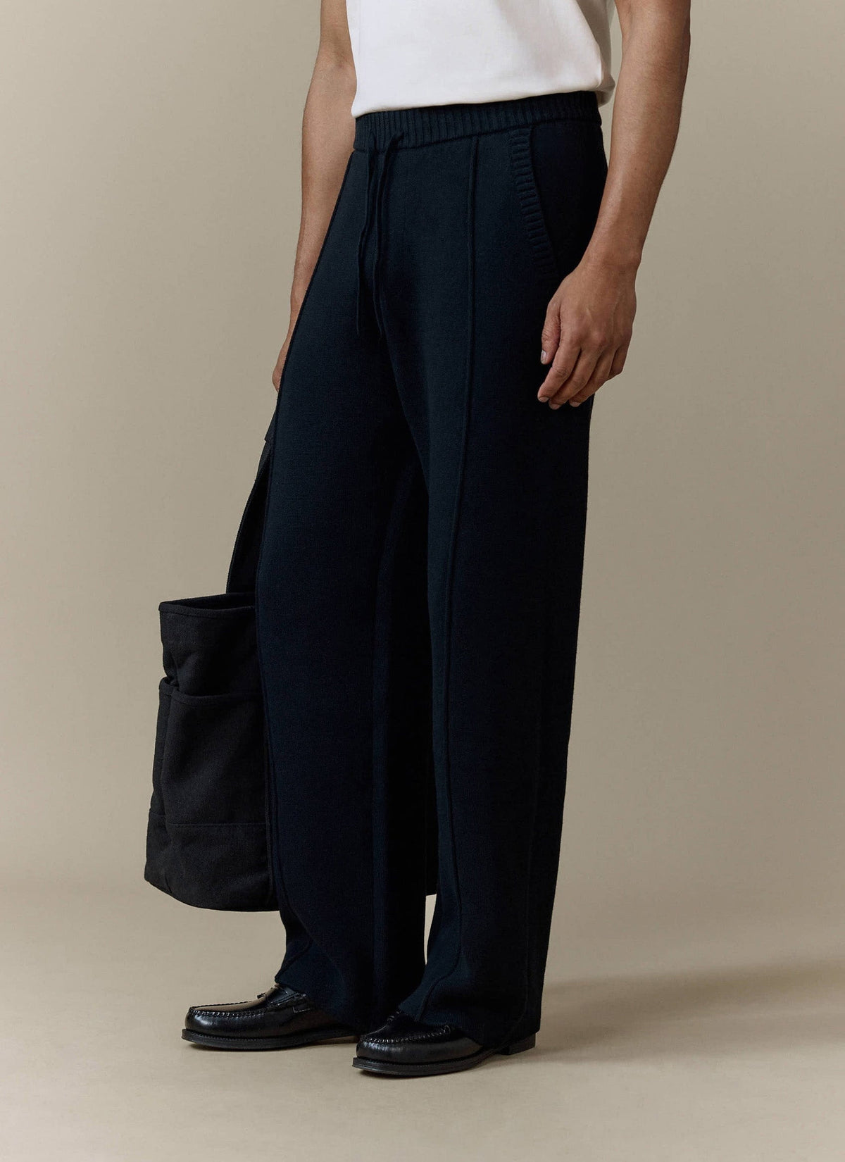 Chronicle Knitted Straight Leg Trackpants - Cotton - Black | Percival