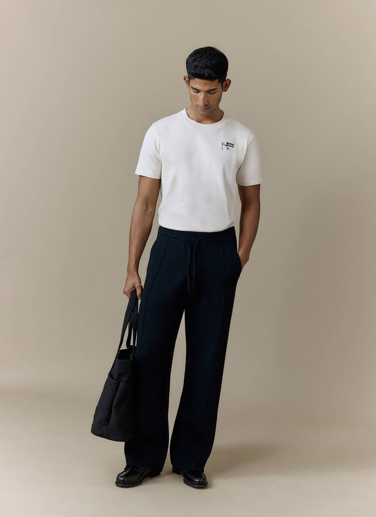 Chronicle Knitted Straight Leg Trackpants - Cotton - Black | Percival