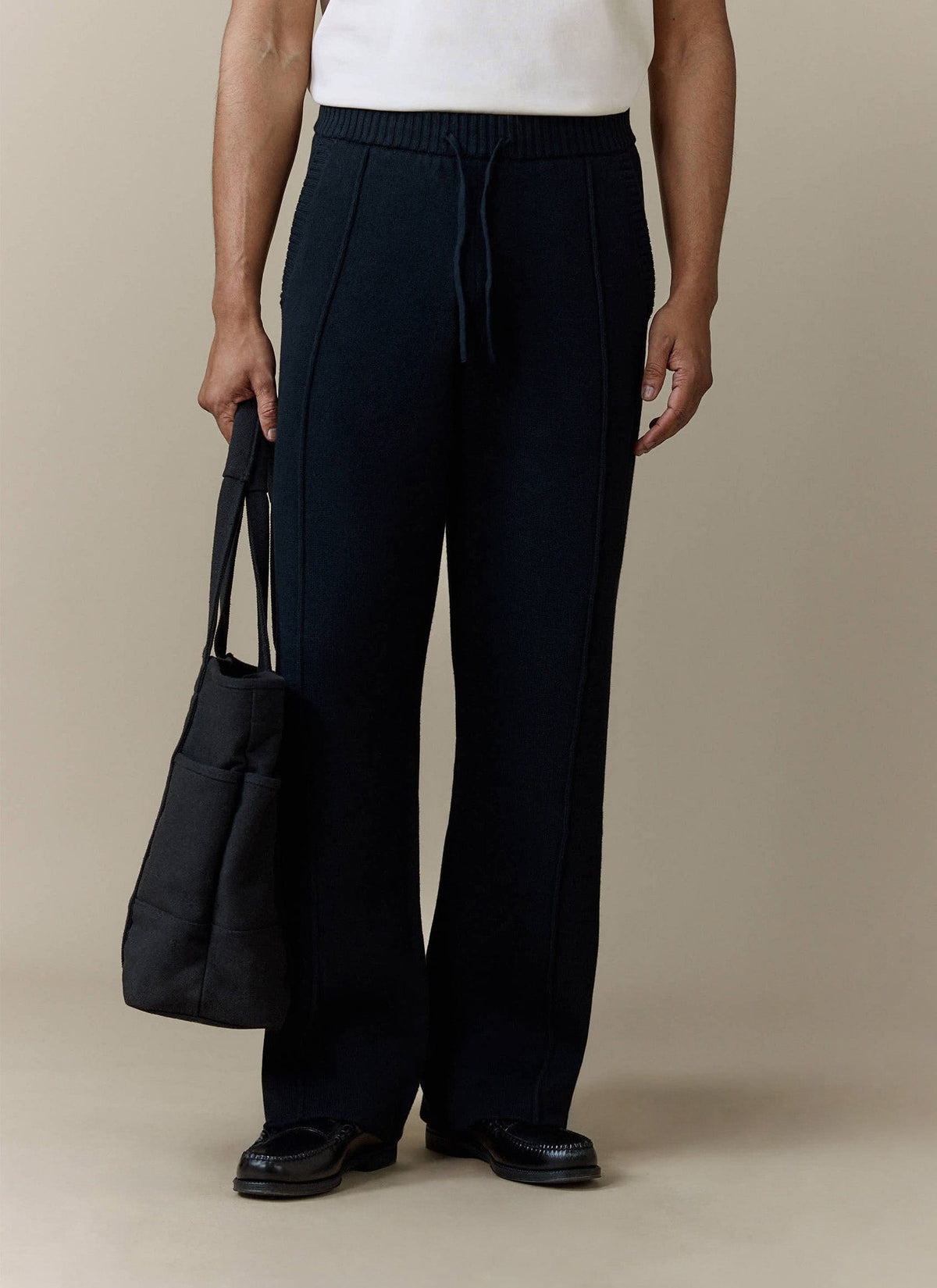 Chronicle Knitted Straight Leg Trackpants - Cotton - Black | Percival