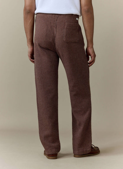 Men's Sorrento Wide Leg Trousers - Linen Cotton Blend - Brown | Percival