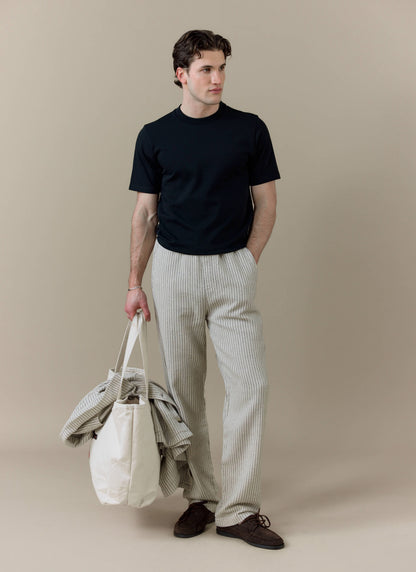 Men's Sorrento Wide Leg Trousers - Linen Blend - Ecru | Percival