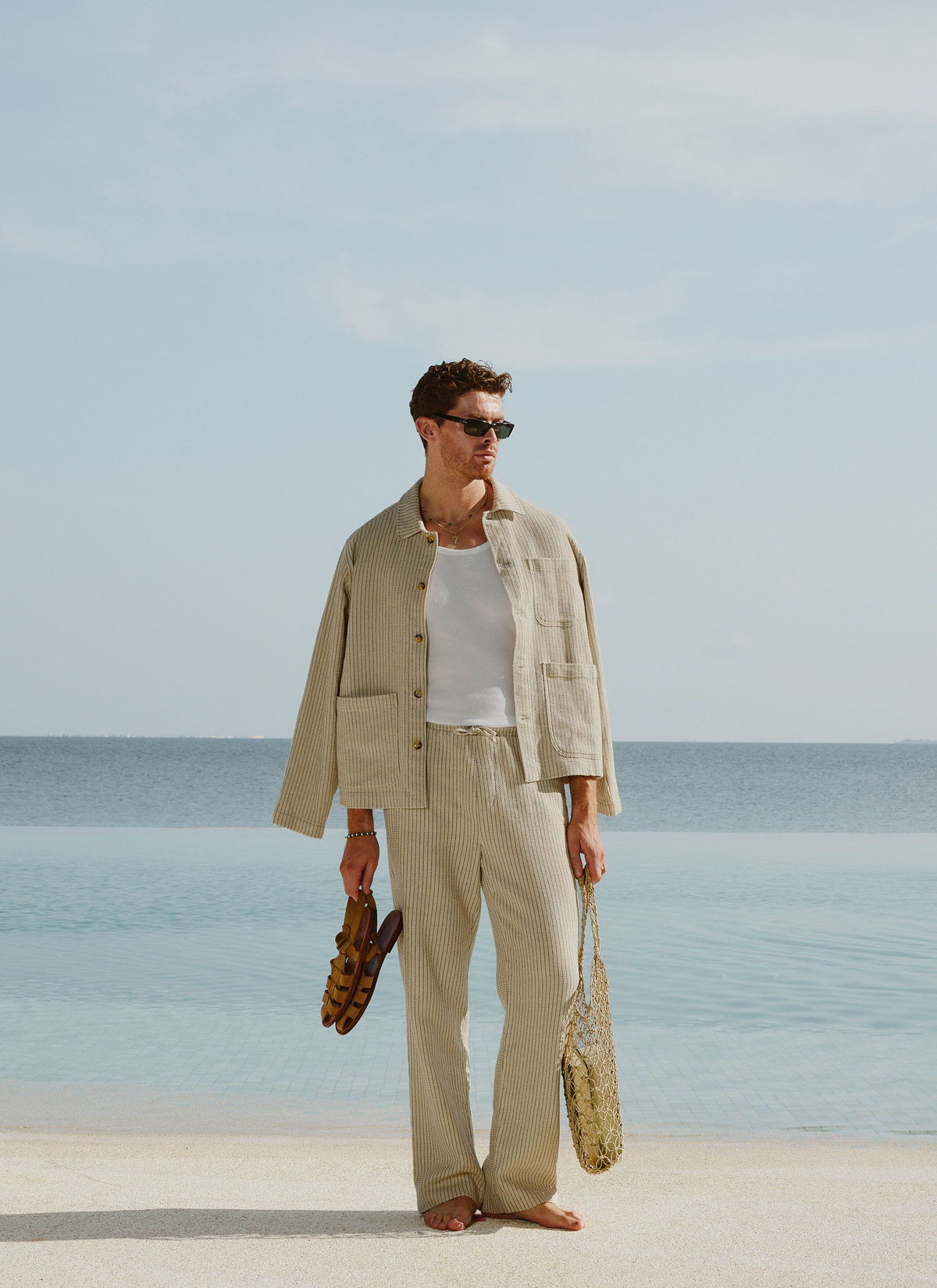 Sorrento Linen Trousers - Cotton Linen - Cream | Percival