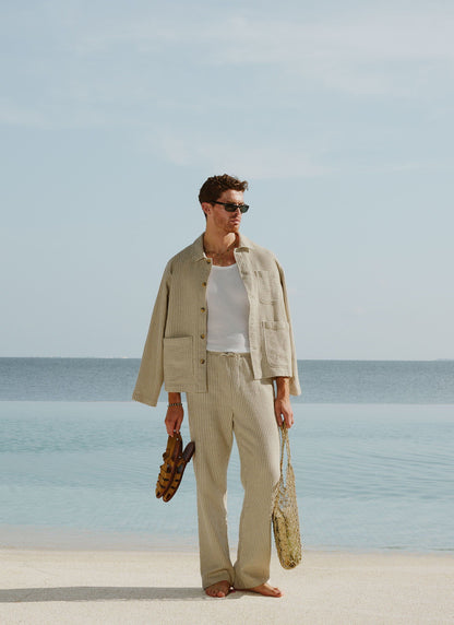 Sorrento Linen Trousers - Cotton Linen - Cream | Percival