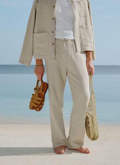 Sorrento Linen Trousers - Cotton Linen - Cream | Percival