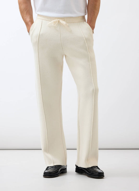 Chronicle Knitted Straight Leg Trackpants - Cotton - Cream | Percival