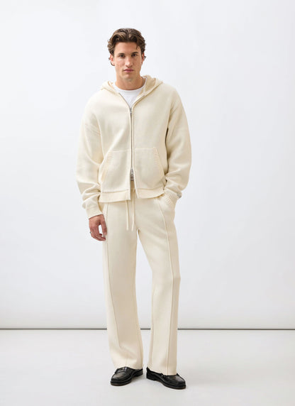 Chronicle Knitted Straight Leg Trackpants - Cotton - Cream | Percival