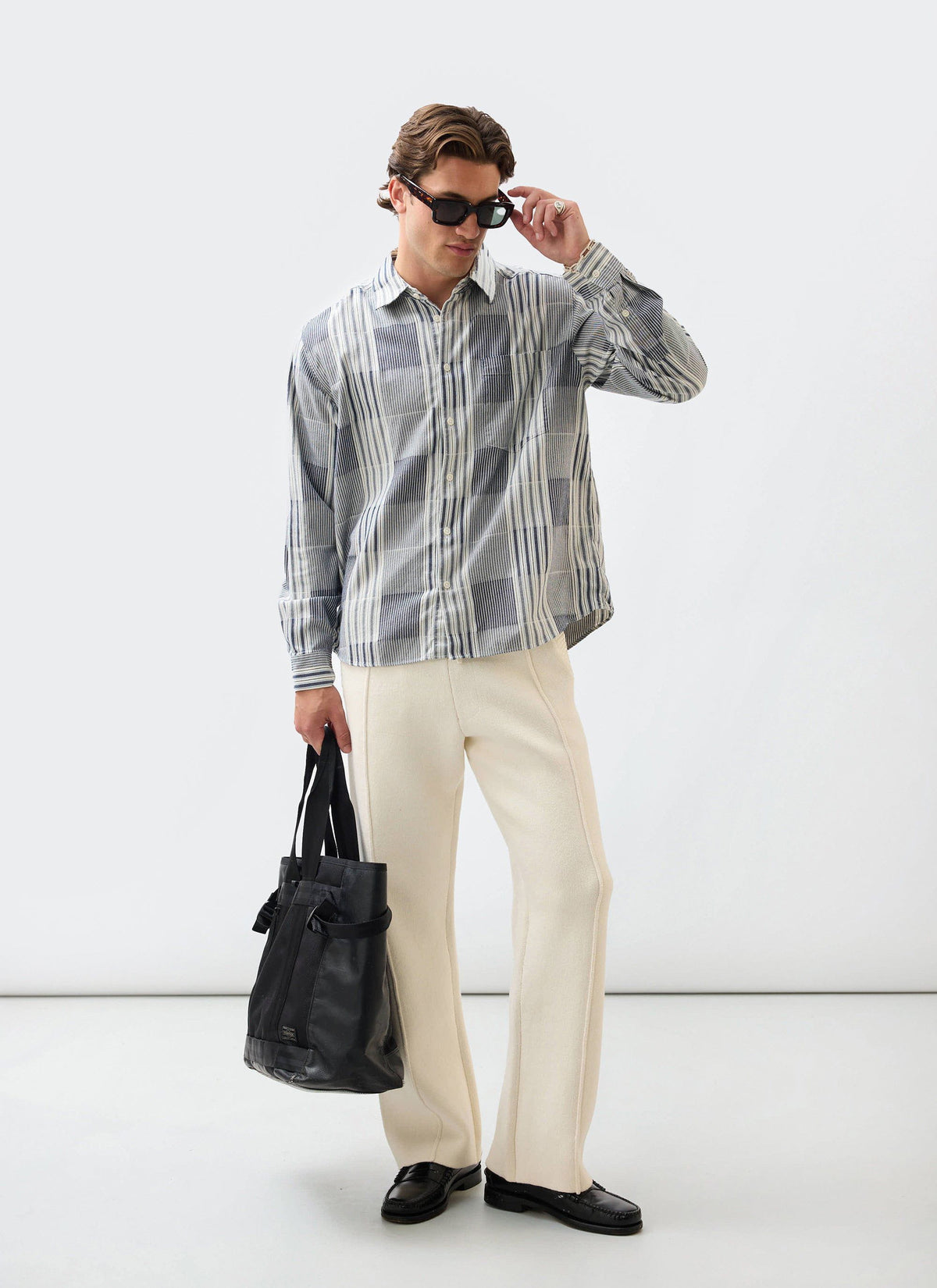 Chronicle Knitted Straight Leg Trackpants - Cotton - Cream | Percival