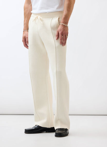 Chronicle Knitted Straight Leg Trackpants - Cotton - Cream | Percival
