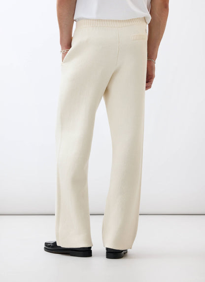 Chronicle Knitted Straight Leg Trackpants - Cotton - Cream | Percival