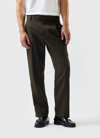 Men's Suit Trousers: Chapter - Pleated - Cotton - Forest Green | Percival
