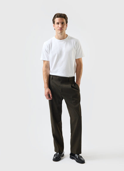 Men's Suit Trousers: Chapter - Pleated - Cotton - Forest Green | Percival
