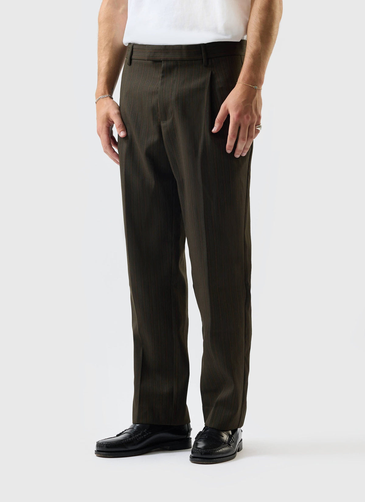 Men's Suit Trousers: Chapter - Pleated - Cotton - Forest Green | Percival
