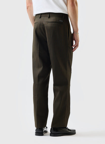 Men's Suit Trousers: Chapter - Pleated - Cotton - Forest Green | Percival