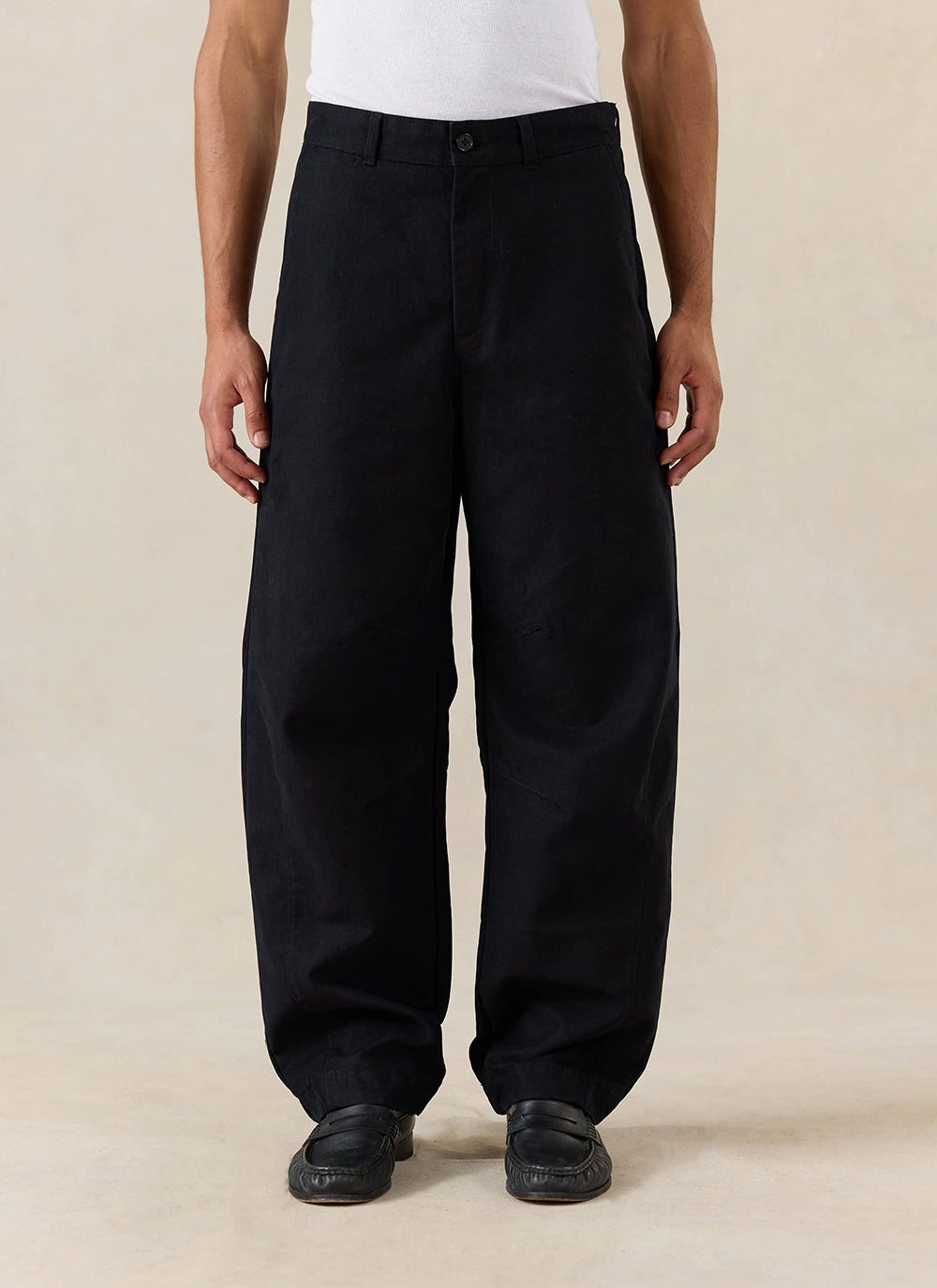 Men's Barrel Leg Trousers - Milo - Cotton - Black | Percival