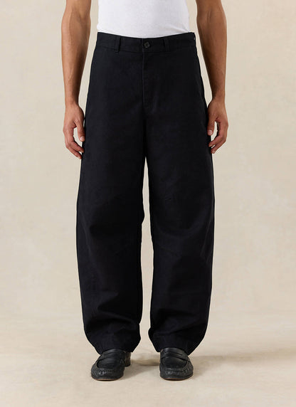 Men's Barrel Leg Trousers - Milo - Cotton - Black | Percival