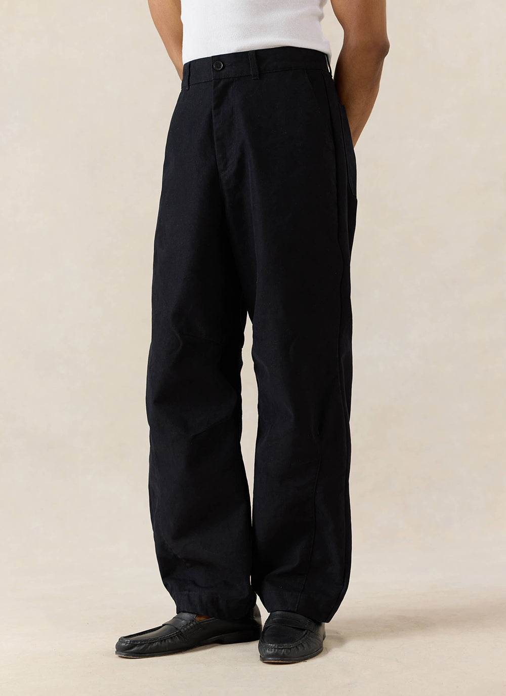 Men's Barrel Leg Trousers - Milo - Cotton - Black | Percival