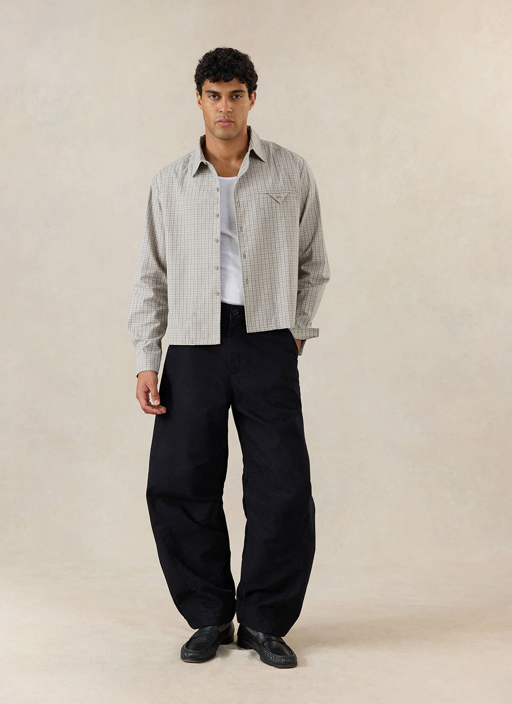 Men's Barrel Leg Trousers - Milo - Cotton - Black | Percival