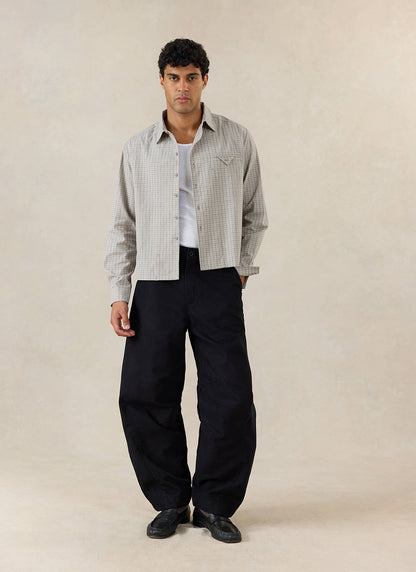 Men's Barrel Leg Trousers - Milo - Cotton - Black | Percival