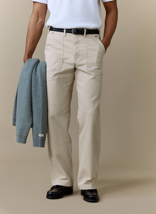Men's Carpenter Trousers - Cotton - Cream | Percival