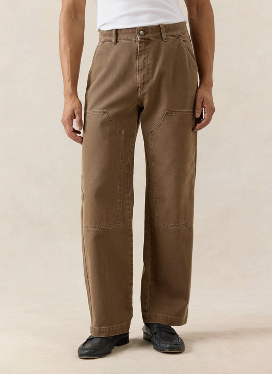 Men's Brown Carpenter Trousers - Straight Leg - Cotton | Percival