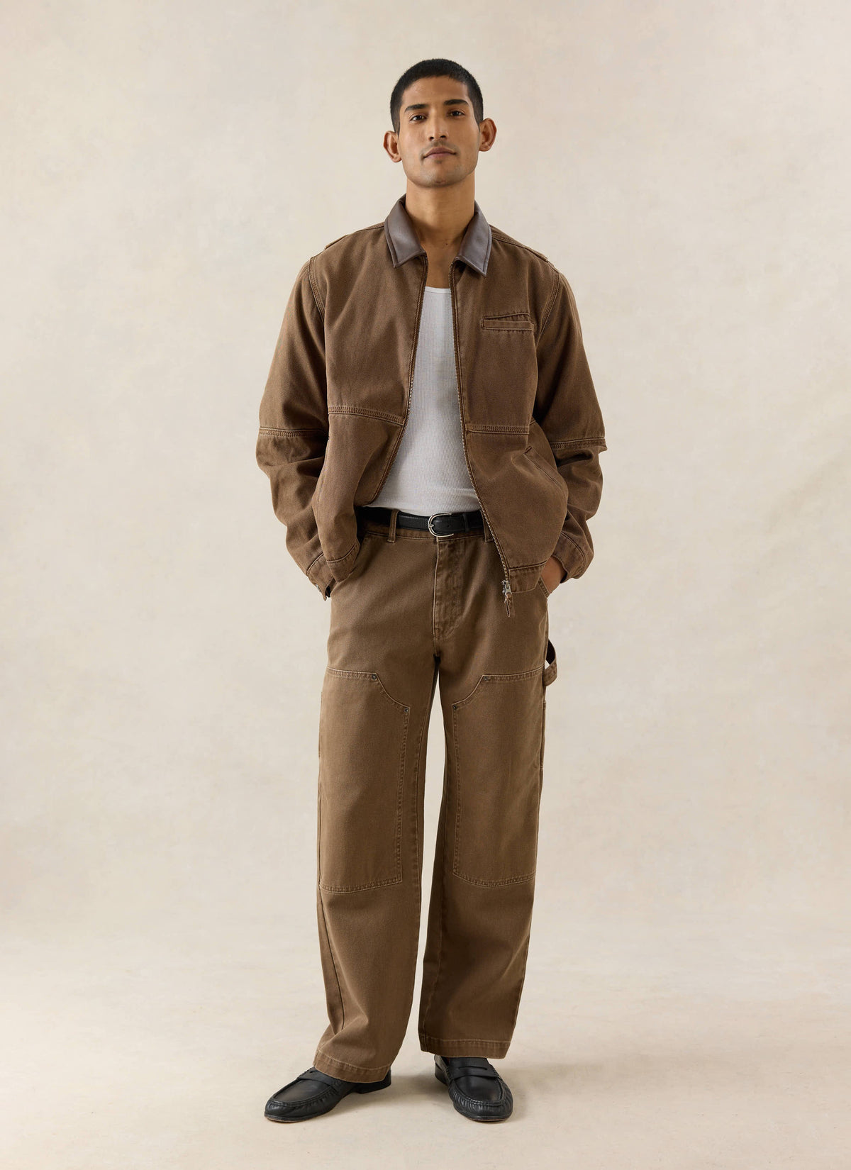 Men's Brown Carpenter Trousers - Straight Leg - Cotton | Percival