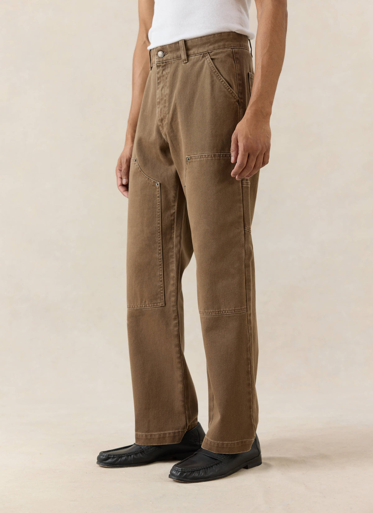 Men's Brown Carpenter Trousers - Straight Leg - Cotton | Percival