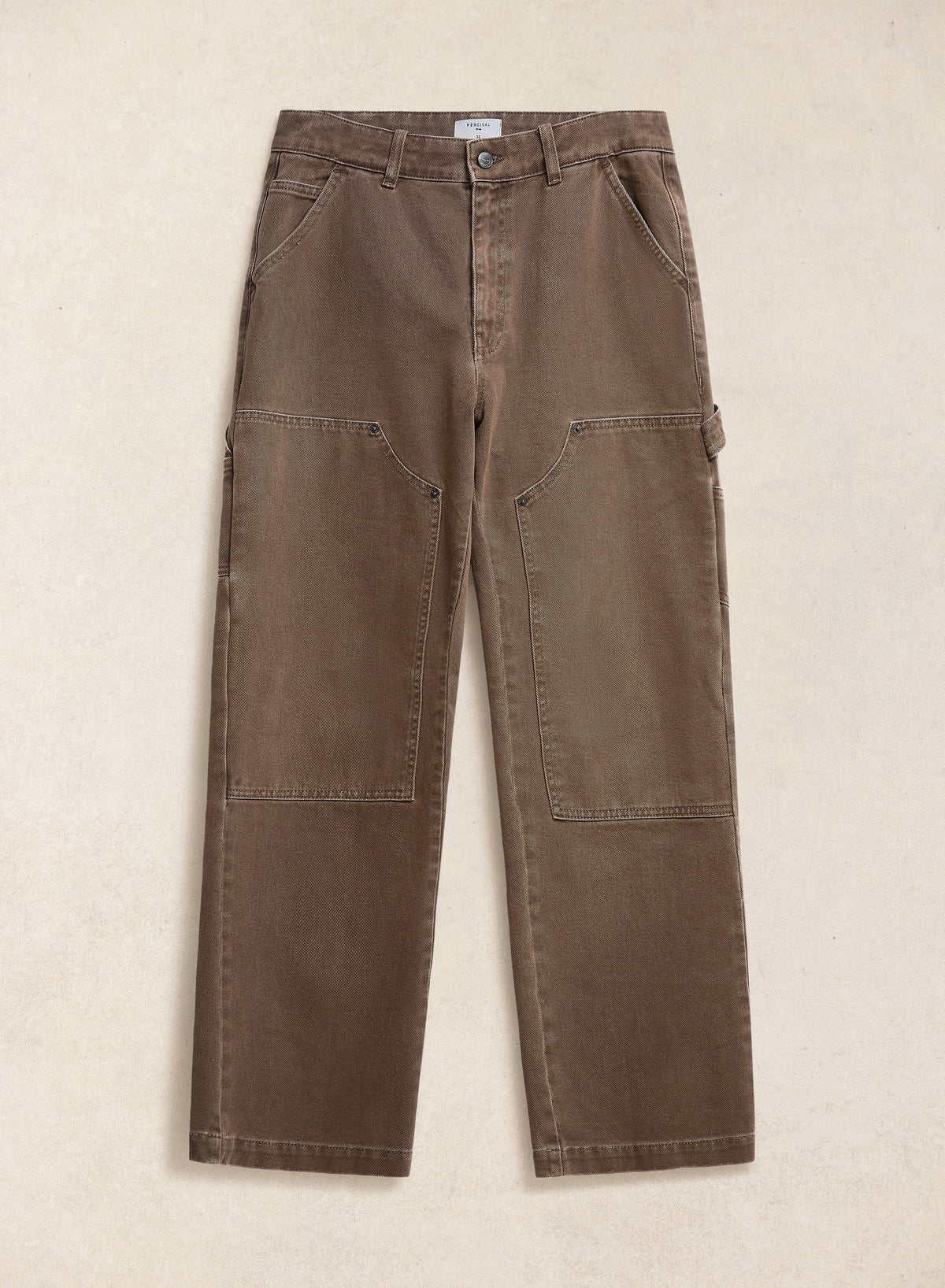 Men's Brown Carpenter Trousers - Straight Leg - Cotton | Percival