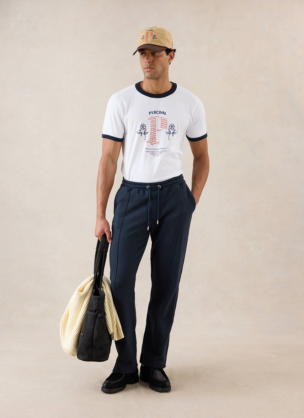 Conrad Straight Leg Trackpants - Navy Cotton | Percival