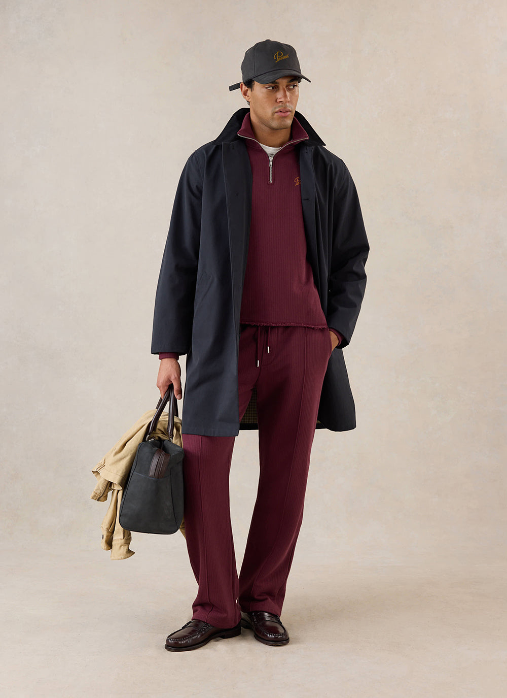 Men's Conrad Trackpants - Burgundy Cotton | Percival