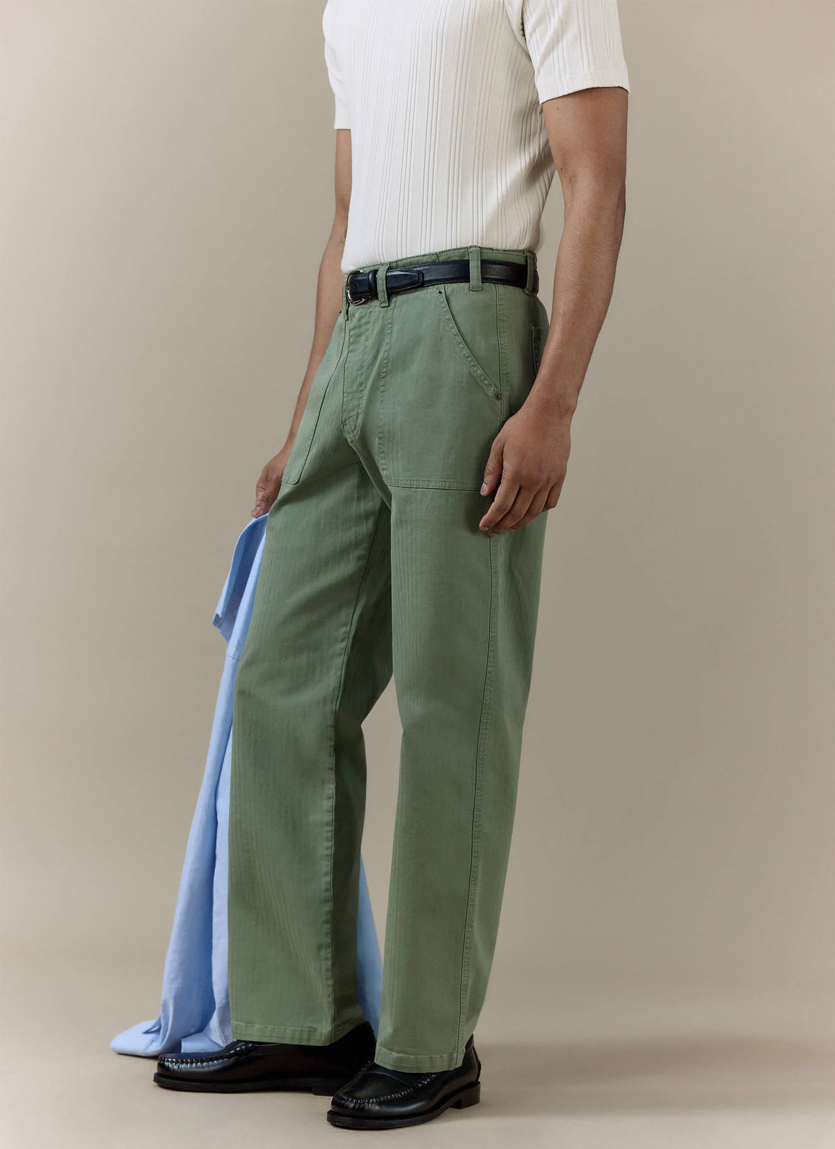 Men's Carpenter Trousers - Cotton - Sage Green | Percival