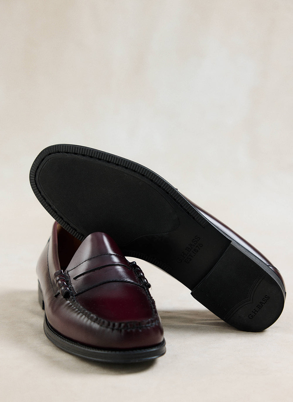 G.H.Bass Easy Weejun Larson Flag Penny Loafer - Wine Leather | Percival