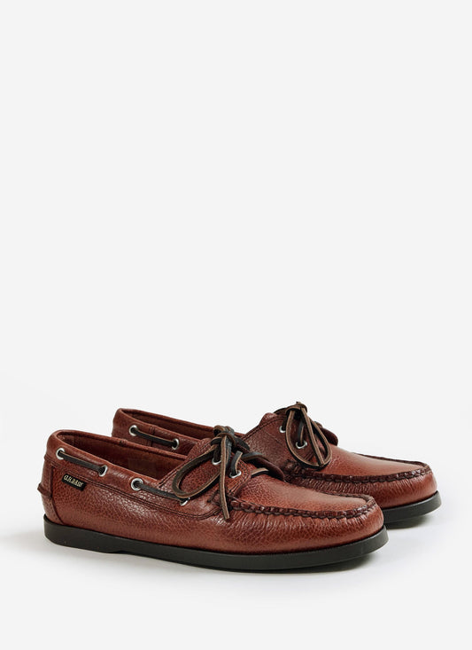 G.H.Bass - Jetty II Boater 2 Eye - Textured Tan Leather | Percival