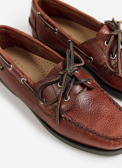 G.H.Bass - Jetty II Boater 2 Eye - Textured Tan Leather | Percival