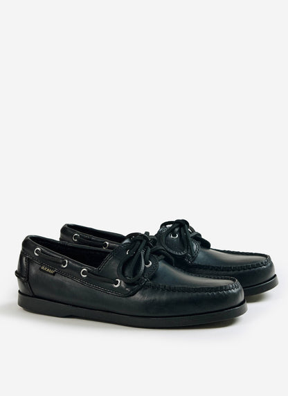 Men's Boat Shoes - G.H.Bass Jetty II Boater 2 Eye - Black Leather | Percival