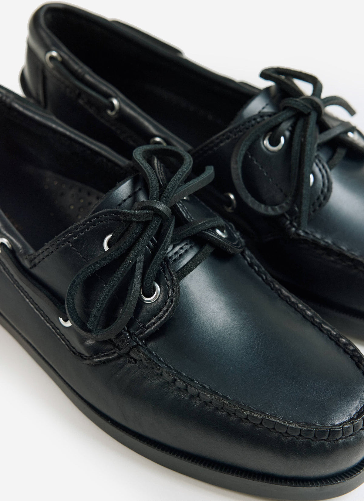 Men's Boat Shoes - G.H.Bass Jetty II Boater 2 Eye - Black Leather | Percival