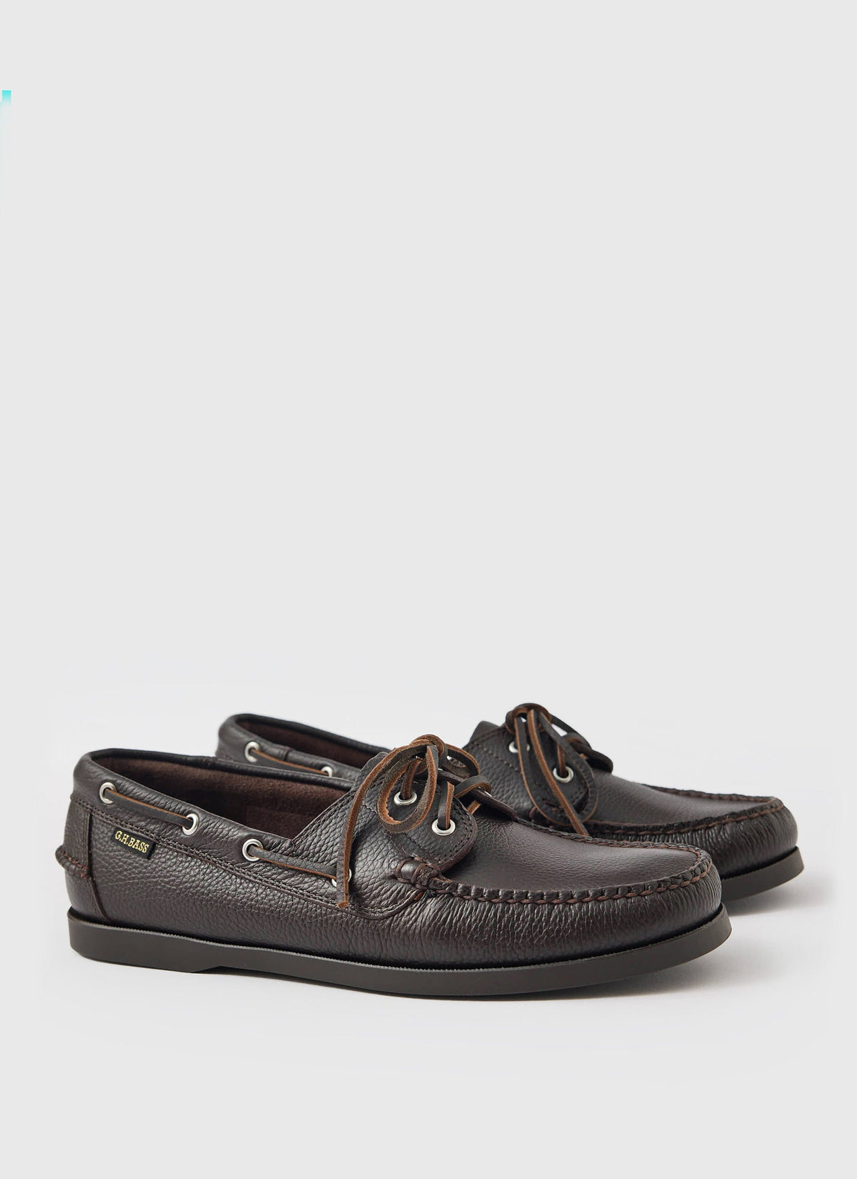 G.H.Bass - Jetty II Boater 2 Eye - Textured Dark Brown | Percival