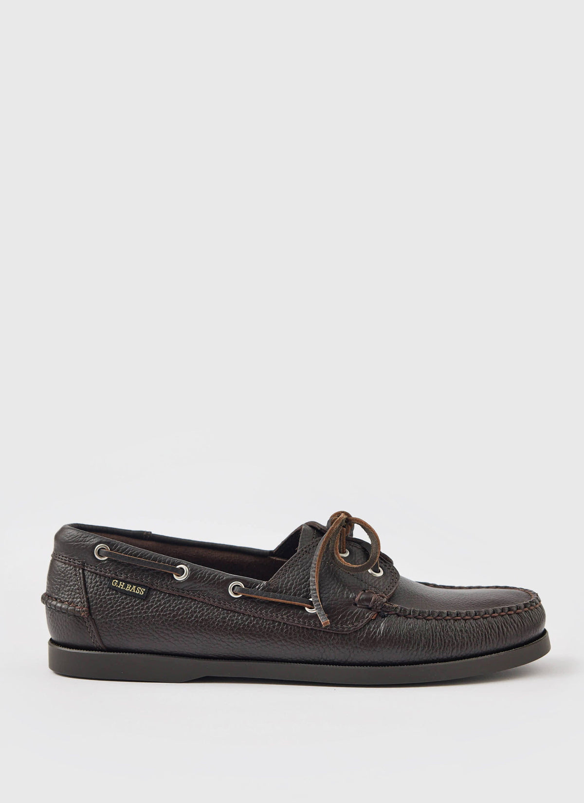 G.H.Bass - Jetty II Boater 2 Eye - Textured Dark Brown | Percival
