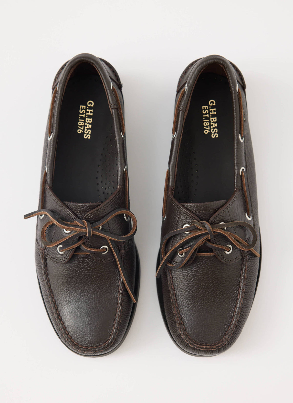 G.H.Bass - Jetty II Boater 2 Eye - Textured Dark Brown | Percival