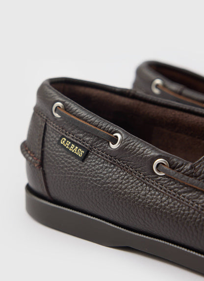 G.H.Bass - Jetty II Boater 2 Eye - Textured Dark Brown | Percival