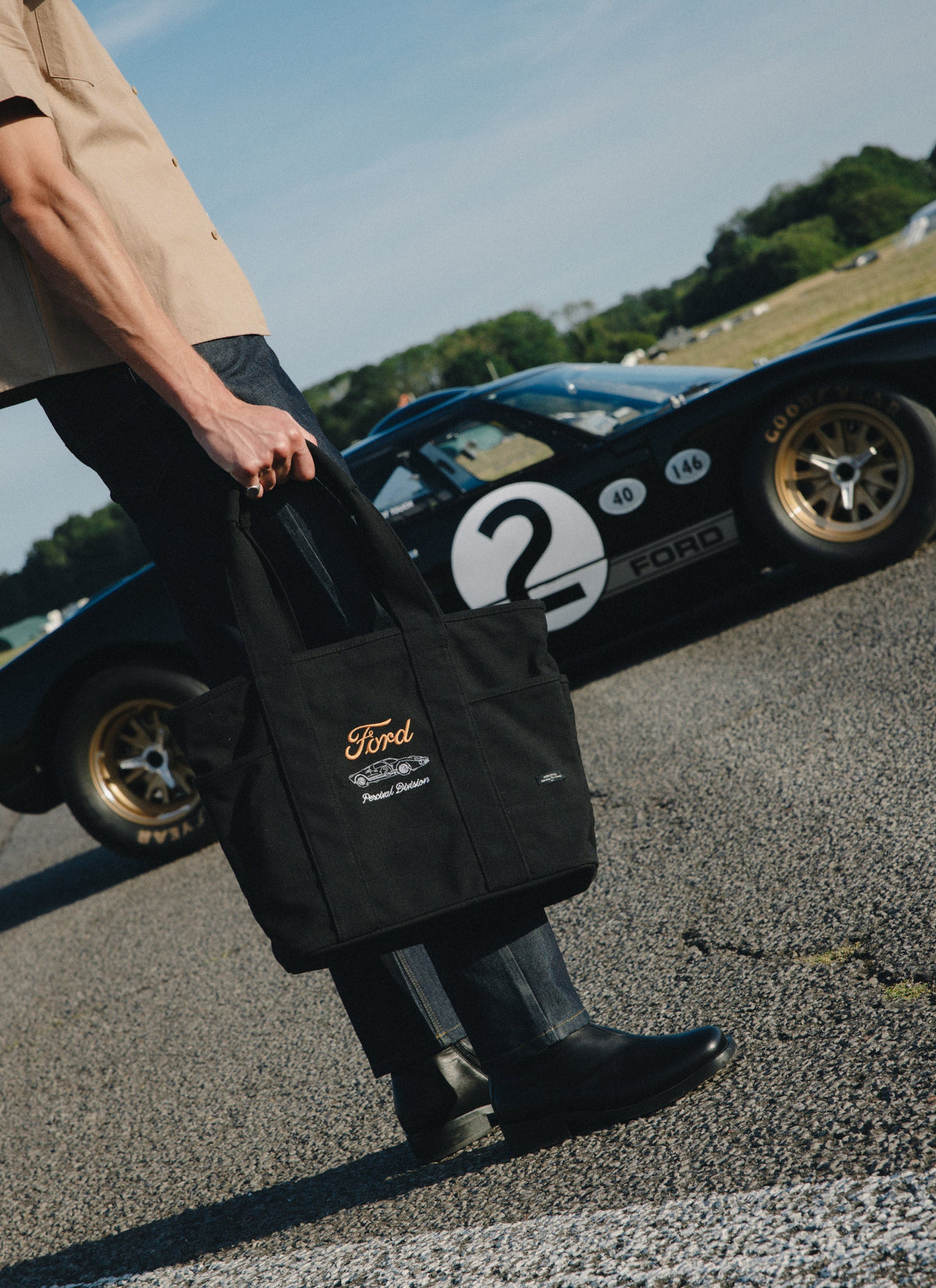Embroidered Tote Bag - Canvas - Black - Ford x Percival | Percival