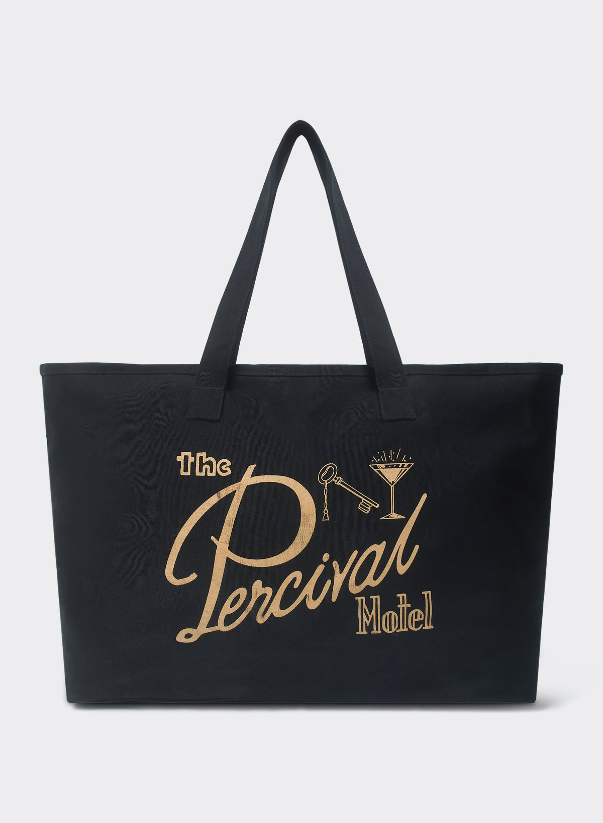 Kingsley Large Shopper Tote Bag - Black Cotton Zip Tote | Percival