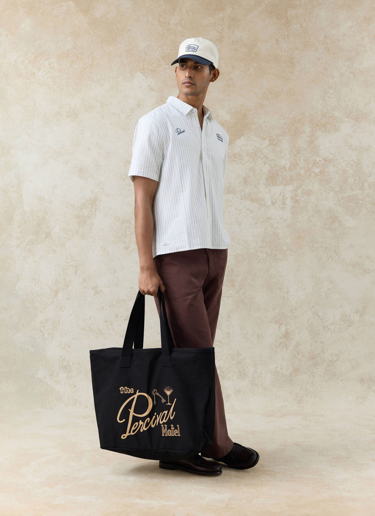 Kingsley Large Shopper Tote Bag - Black Cotton Zip Tote | Percival