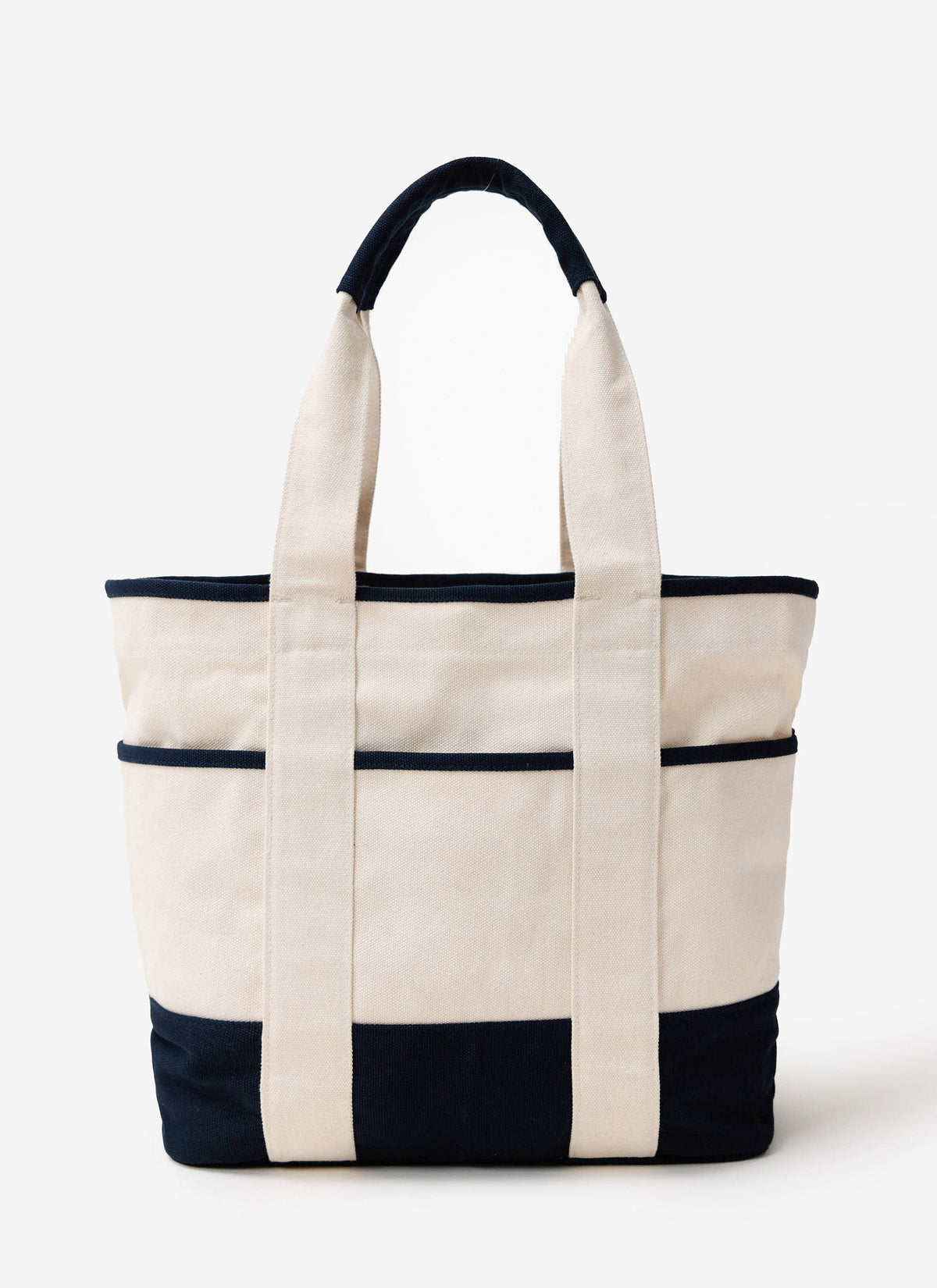 Tote Bag - Cotton Canvas - Cream Navy | Percival
