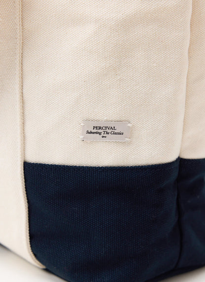 Tote Bag - Cotton Canvas - Cream Navy | Percival