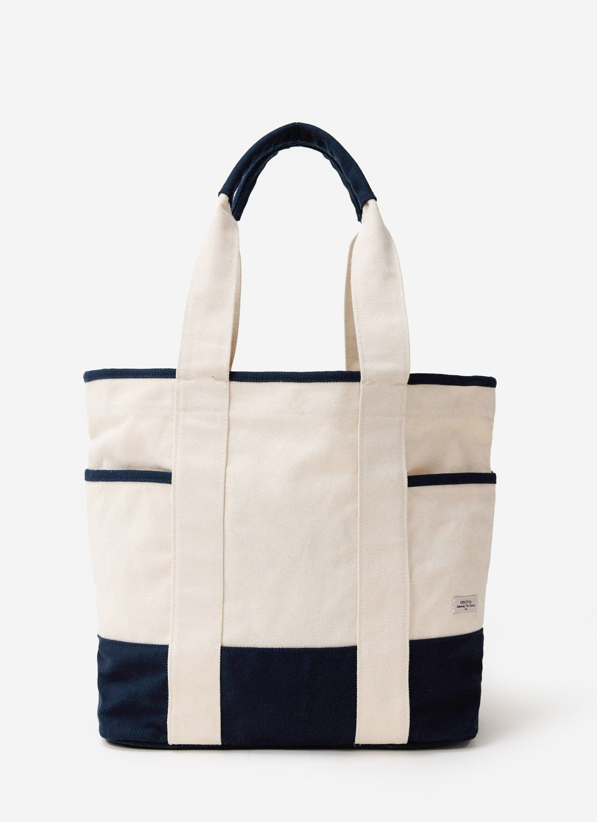 Tote Bag - Cotton Canvas - Cream Navy | Percival