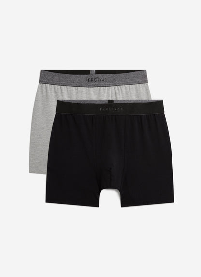 Men's Boxer Briefs: 2 Pack - Cotton - Grey/Black | Percival