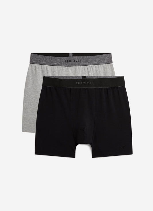 Men's Boxer Briefs: 2 Pack - Cotton - Grey/Black | Percival