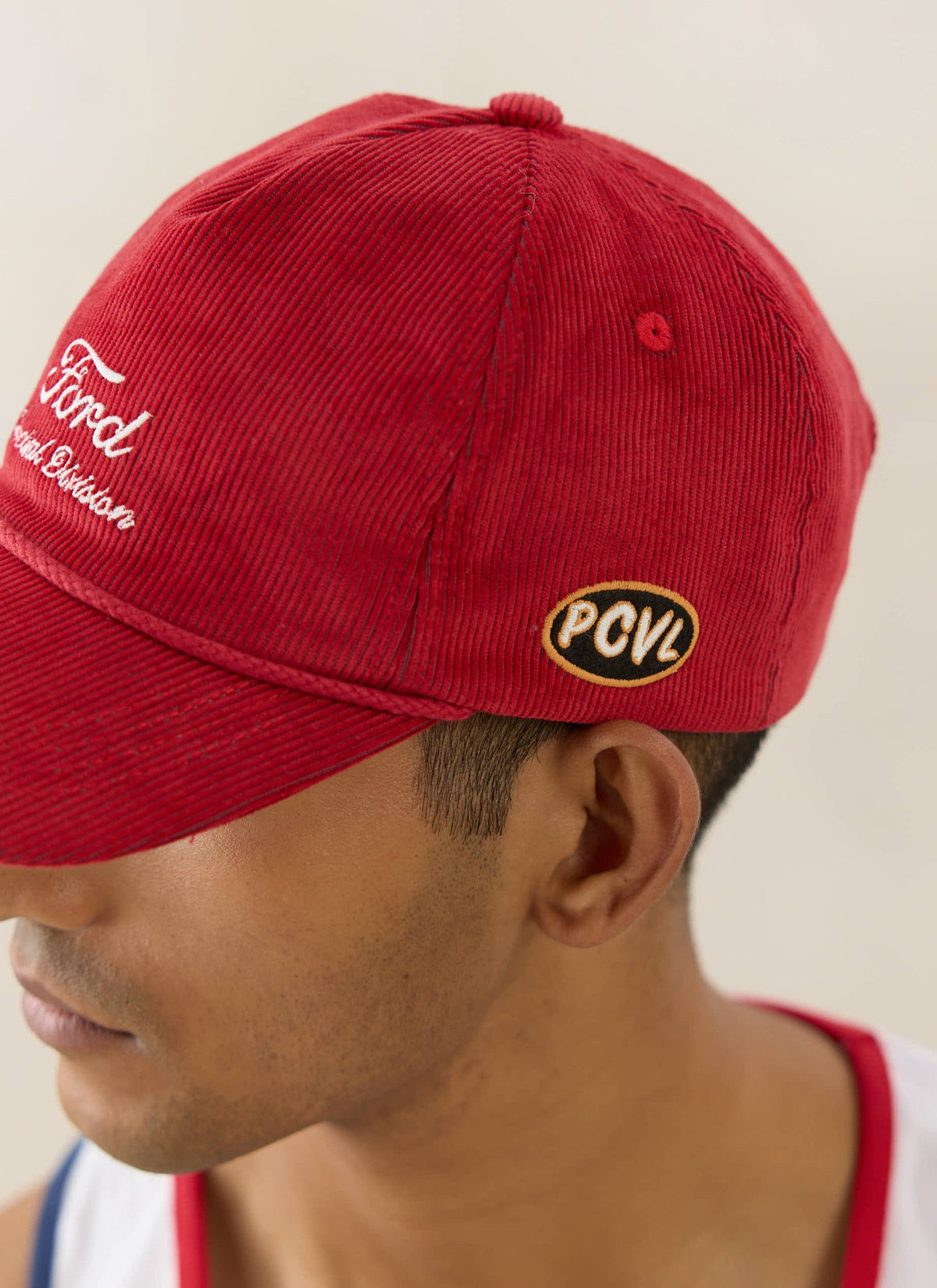 Men's Corduroy Trucker Cap - Cotton - Red - Ford x Percival | Percival
