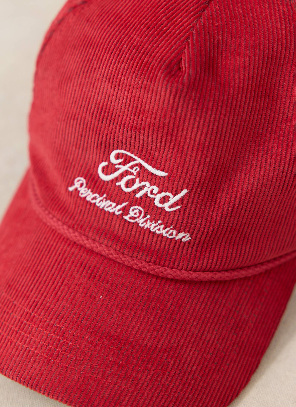 Men's Corduroy Trucker Cap - Cotton - Red - Ford x Percival | Percival